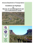 Thumbnail image of Arizona Department of Transportation Guidelines for Highways on Bureau of Land Management and U.S. Forest Service Lands menual cover with photos of highways in Arizona landscapes