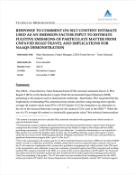Thumbnail image of Response to Comment on Silt Content Estimate Used as an Emission Factor Input to Estimate Fugitive Emissions of Particulate Matter from Unpaved Road Travel and Implications for NAAQS Demonstration memo cover