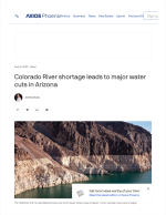 Thumbnail image of Colorado River Shortage Leads to Major Water Cuts in Arizona article with photo of Lake Mead's bathtub ring