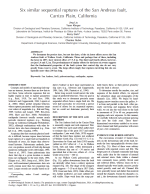 Thumbnail image of Six Similar Sequential Ruptures of the San Andreas Fault, Carrizo Plain, California journal article first page
