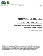 Thumbnail image of Resolution Copper Project Draft Record of Decision cover page