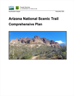 Thumbnail image of Arizona National Scenic Trail Comprehensive Plan cover page with photo of desert landscape including Picketpost Mountain in Superstition Mountains