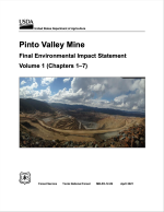 Thumbnail image of Pinto Valley Mine: Final Environmental Impact Statement cover page with photo of open pit copper mine