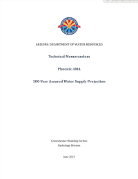 Thumbnail image of Phoenix AMA: 100-Year Assured Water Supply Projection technical memo cover