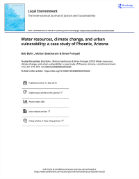Thumbnail image of Water Resources, Climate Change, and Urban Vulnerability: A Case Study of Phoenix, Arizona journal article first page