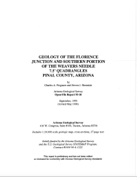 Thumbnail image of Geology of the Florence Junction and Southern Portion of the Weavers Needle 7.5' Quadrangles, Pinal County, Arizona report cover