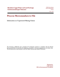 Thumbnail image of Information on Unpatented Mining Claims memo cover