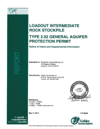 Thumbnail image of Loadout Intermediate Rock Stockpile Type 2.02 General Aquifer Protection Permit document cover