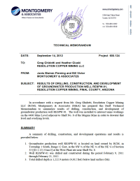 Thumbnail image of Results of Drilling, Construction, and Development of Groundwater Production Well RESPW-01 memo coversheet