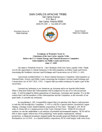 Thumbnail image of Testimony Before the U.S. Senate Energy and Natural Resources Committee, Subcommittee on Public Lands and Forests document cover