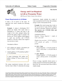 Thumbnail image of Energy and Cost to Required to Lift or Pressurize Water article first page