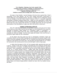 Thumbnail image of Testimony before the House Committee on Natural Resources, Subcommittee on Energy and Mineral Resources Legislative Hearing on H.R. 687 Southeast Arizona Land Exchange and Conservation Act of 2013 testimony