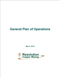 Thumbnail image of the General Plan of Operations: Resolution Copper Mining