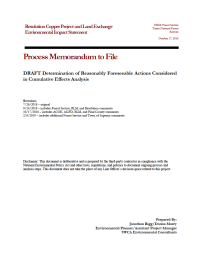 Thumbnail image of Determination of Reasonably Foreseeable Actions Considered in Cumulative Effects Analysis memo cover