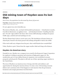 Thumbnail image of Old Mining Town of Hayden Sees its Last Days article page