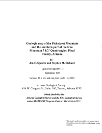 Thumbnail image of Geologic Map of the Picketpost Mountain and the Southern Part of the Iron Mountain report cover