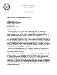 Thumbnail image of Approved Jurisdictional Determination letter first page