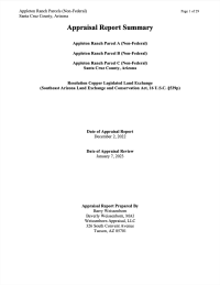 Thumbnail image of Appraisal Summary Report for Appleton Ranch parcels document