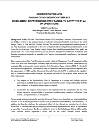 Thumbnail image of Decision Notice and FONSI first page