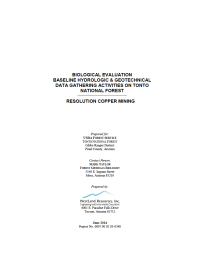 Thumbnail image of Biological Evaluation Baseline Hydrologic & Geotechnical Data Gathering Activities report cover