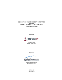 Thumbnail image of Arizona Hedgehog Cactus Survey Pre-Feasibility Activities report cover