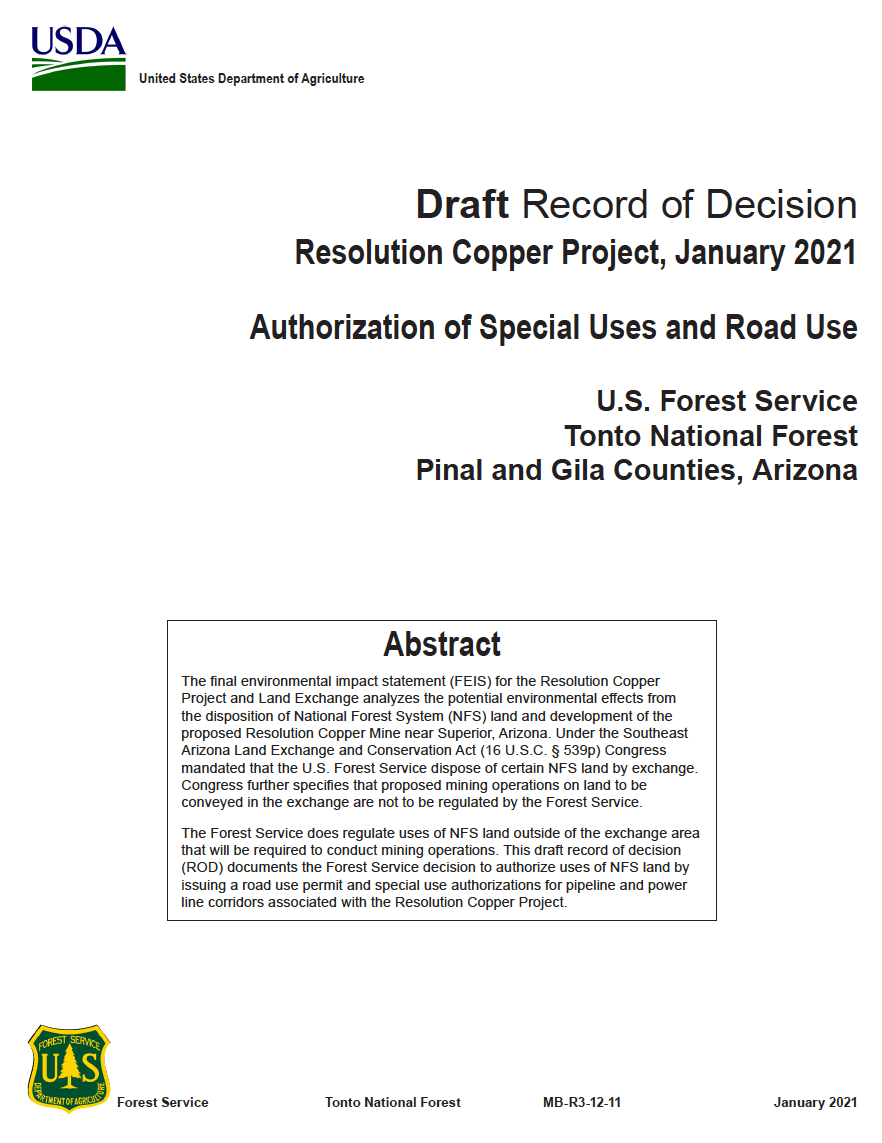 Thumbnail image of document cover: Draft Record of Decision