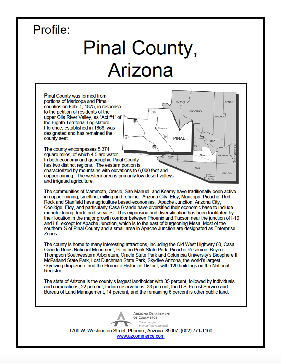 Thumbnail image of document cover: Community Profile - Pinal County