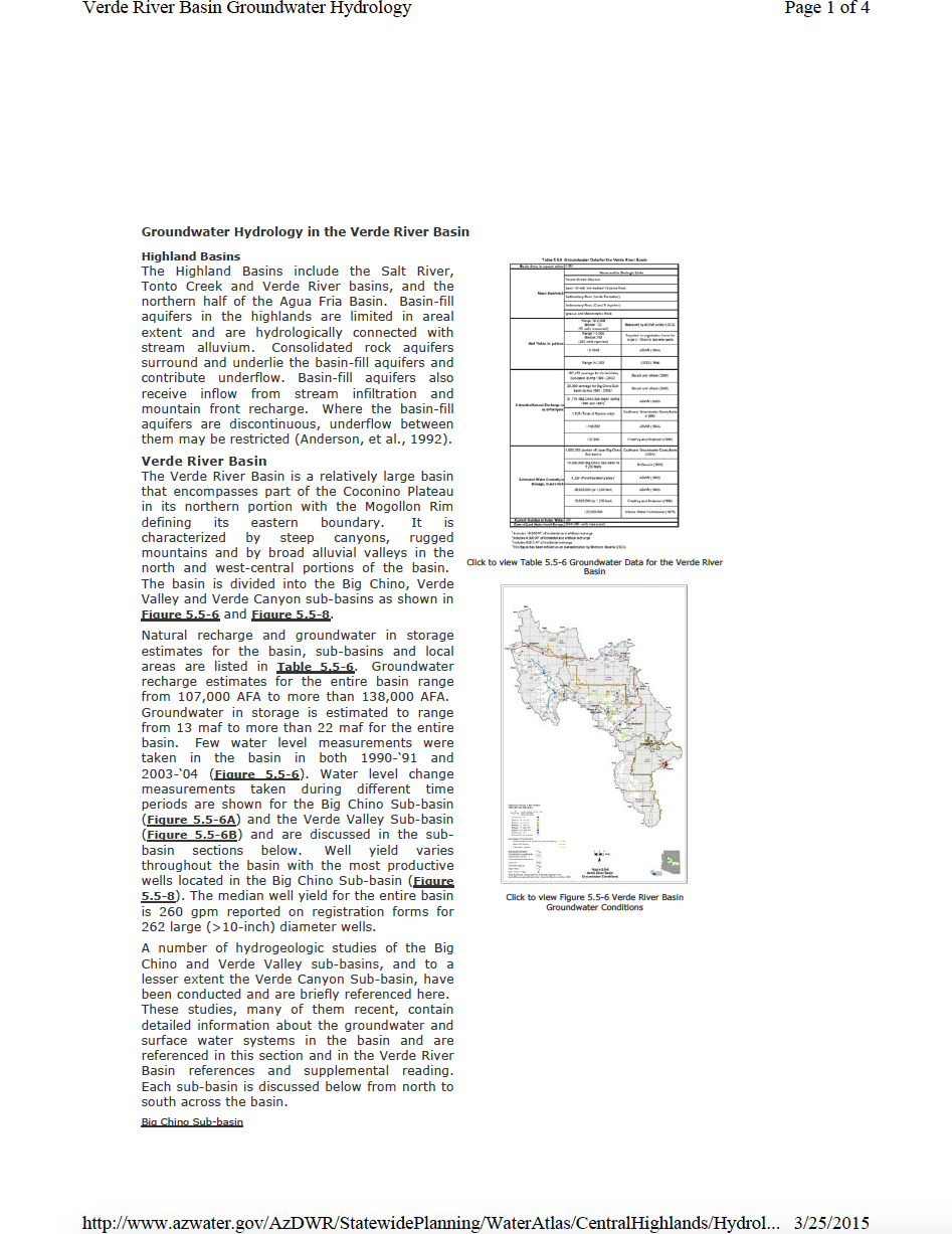 Thumbnail image of document cover: Groundwater Hydrology of the Verde River Basin