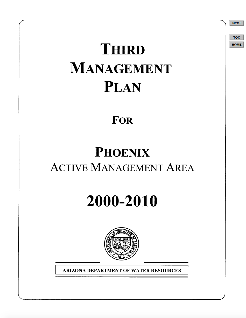 Thumbnail image of document cover: Third Management Plan for Phoenix Active Management Area 2000-2010