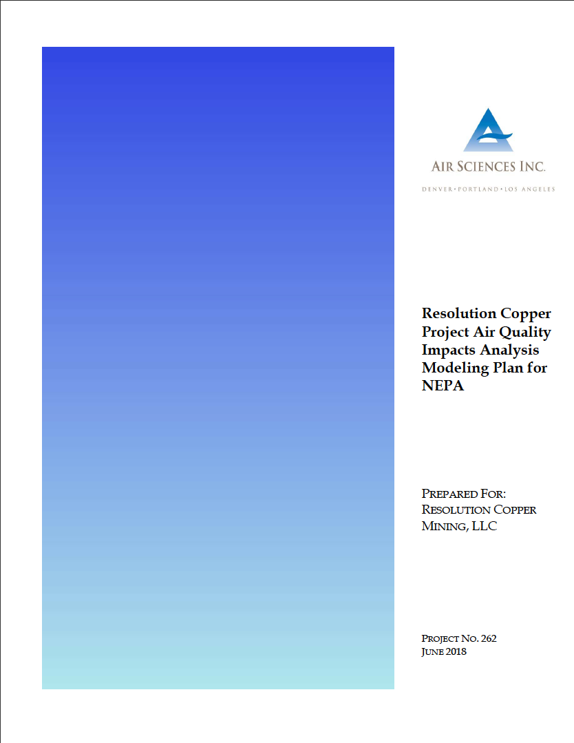 Thumbnail image of document cover: Resolution Copper Project Air Quality Impacts Analysis Modeling Plan for NEPA