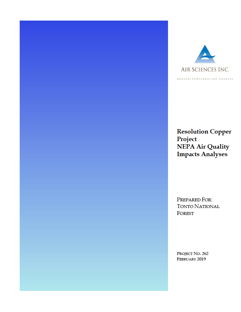 Thumbnail image of document cover: Resolution Copper Project NEPA Air Quality Impacts Analyses