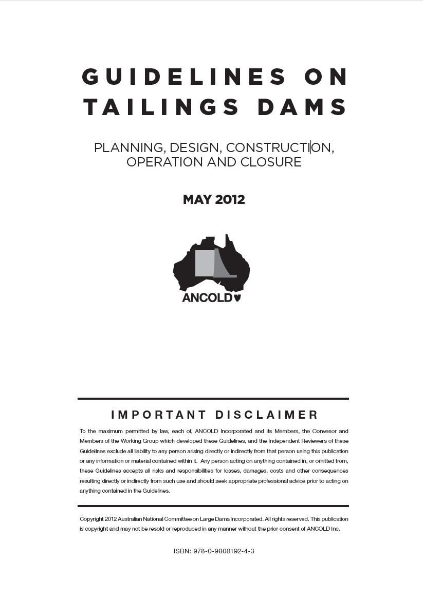 Thumbnail image of document cover: Guidelines on Tailings Dams: Planning, Design, Construction, Operation and Closure