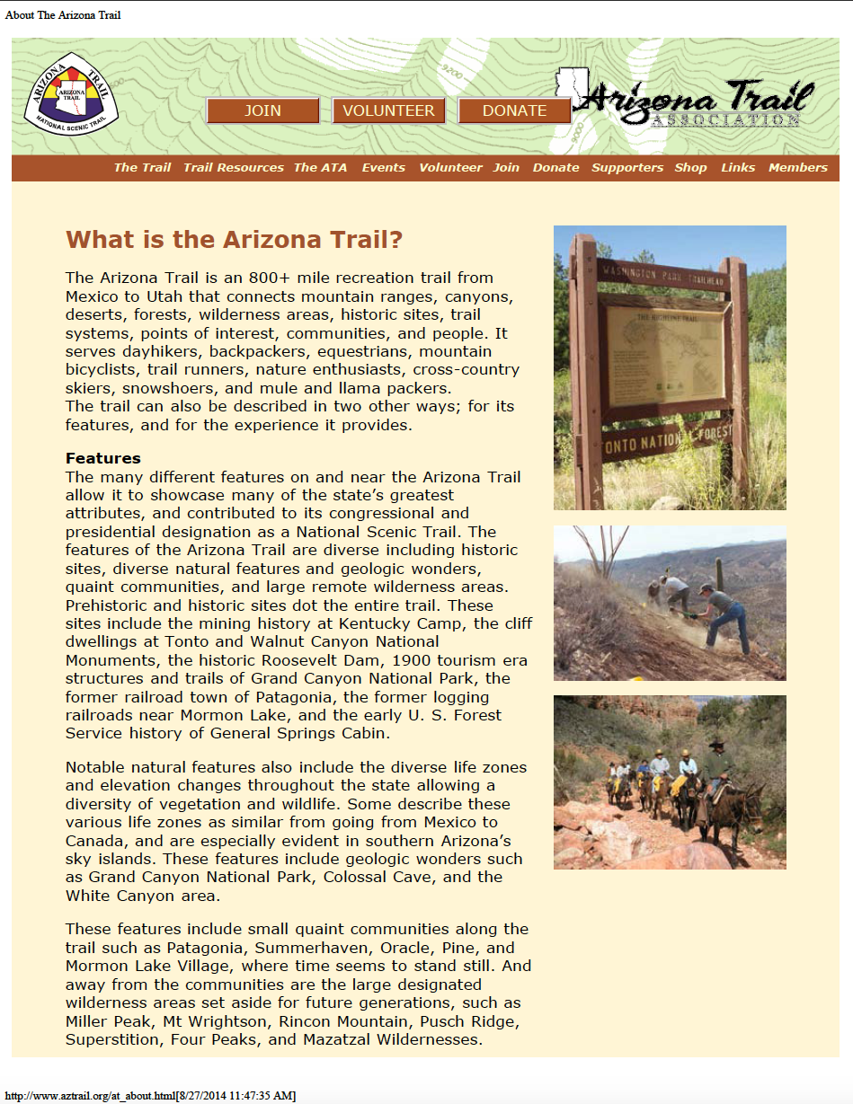 Thumbnail image of document cover: What is the Arizona Trail?