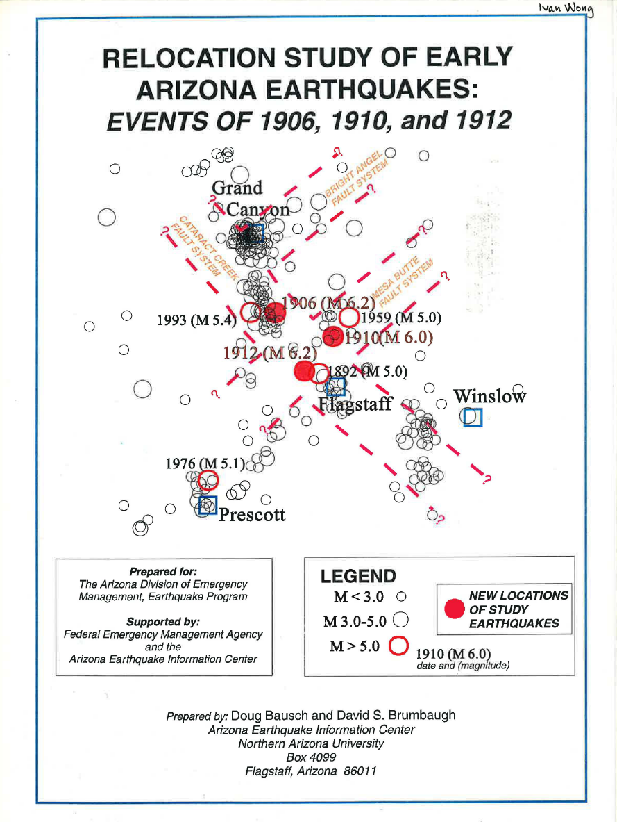 Thumbnail image of document cover: Relocation Study of Early Arizona Earthquakes: Events of 1906, 1910, and 1912