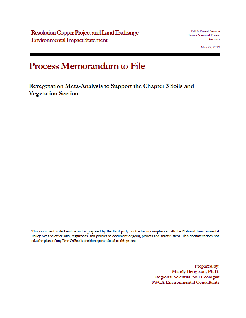 Thumbnail image of document cover: Revegetation Meta-Analysis to Support Chapter 3 Soils and Vegetation Section