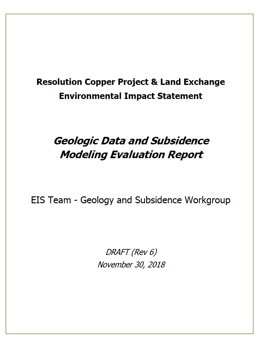 Thumbnail image of document cover: Geologic Data and Subsidence Modeling Evaluation Report