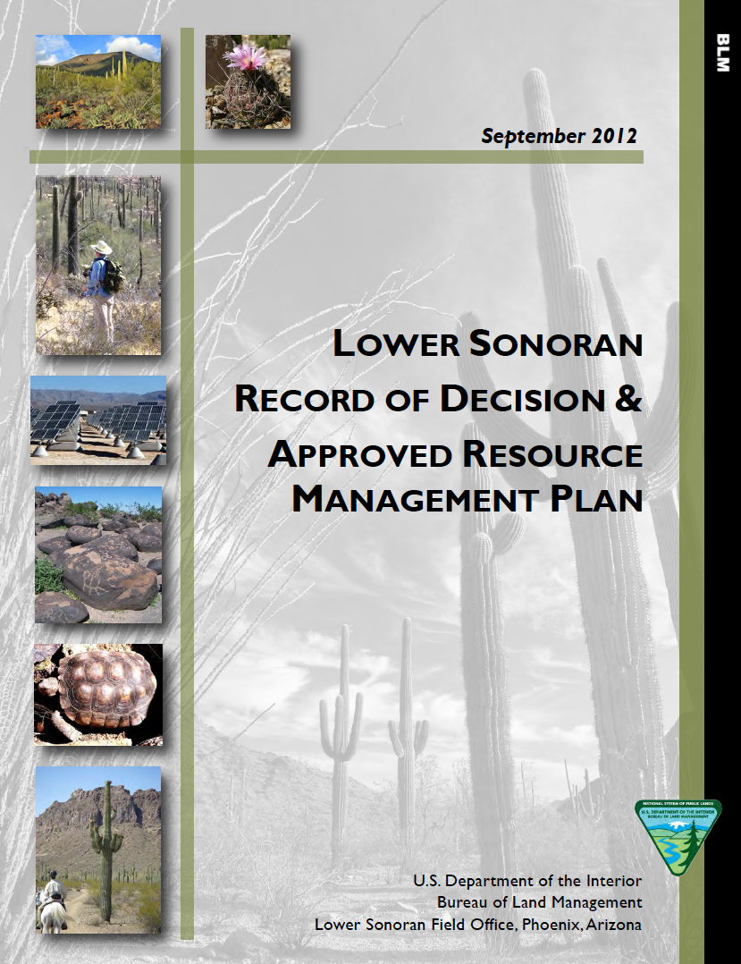 Thumbnail image of document cover: Lower Sonoran Record of Decision and Approved Resource Management Plan