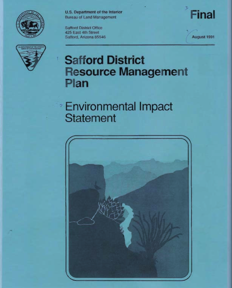 Thumbnail image of document cover: Safford District Resource Management Plan and Environmental Impact Statement