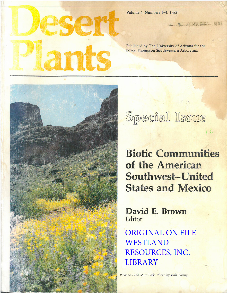 Thumbnail image of document cover: Biotic Communities of the American Southwest - United States and Mexico