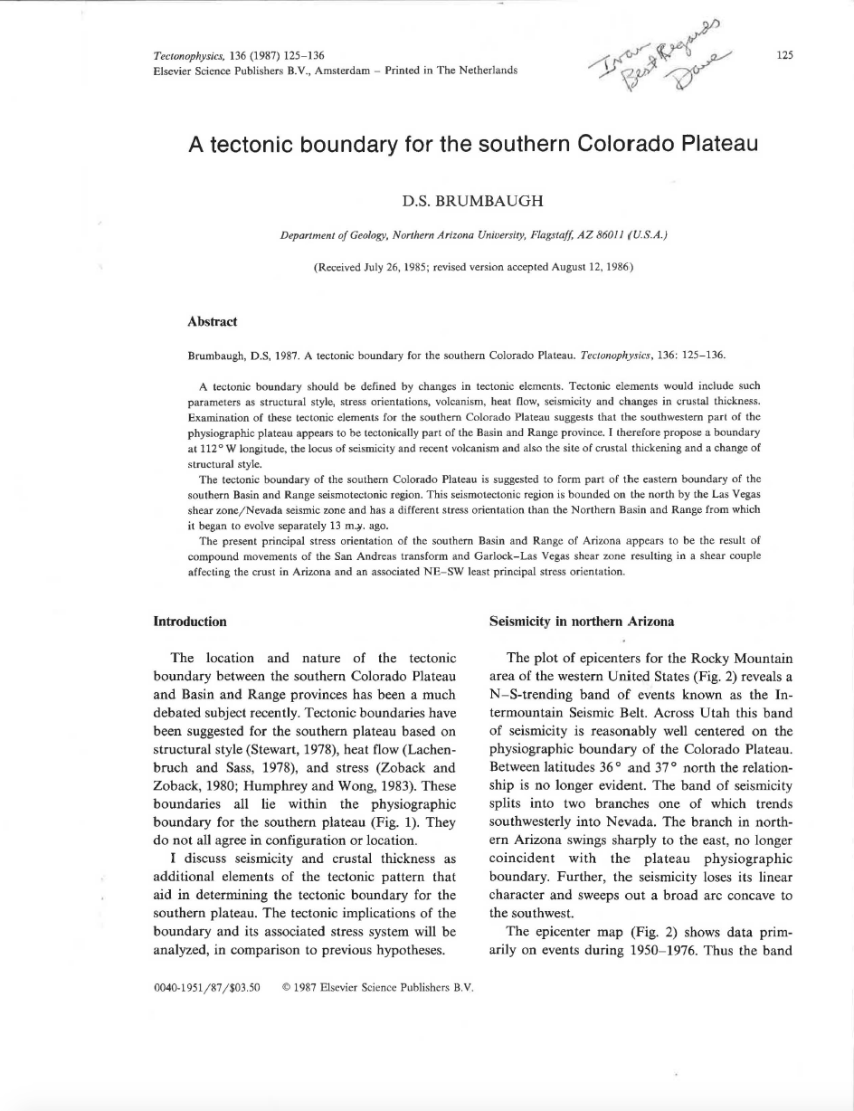 Thumbnail image of document cover: A Tectonic Boundary for the Southern Colorado Plateau