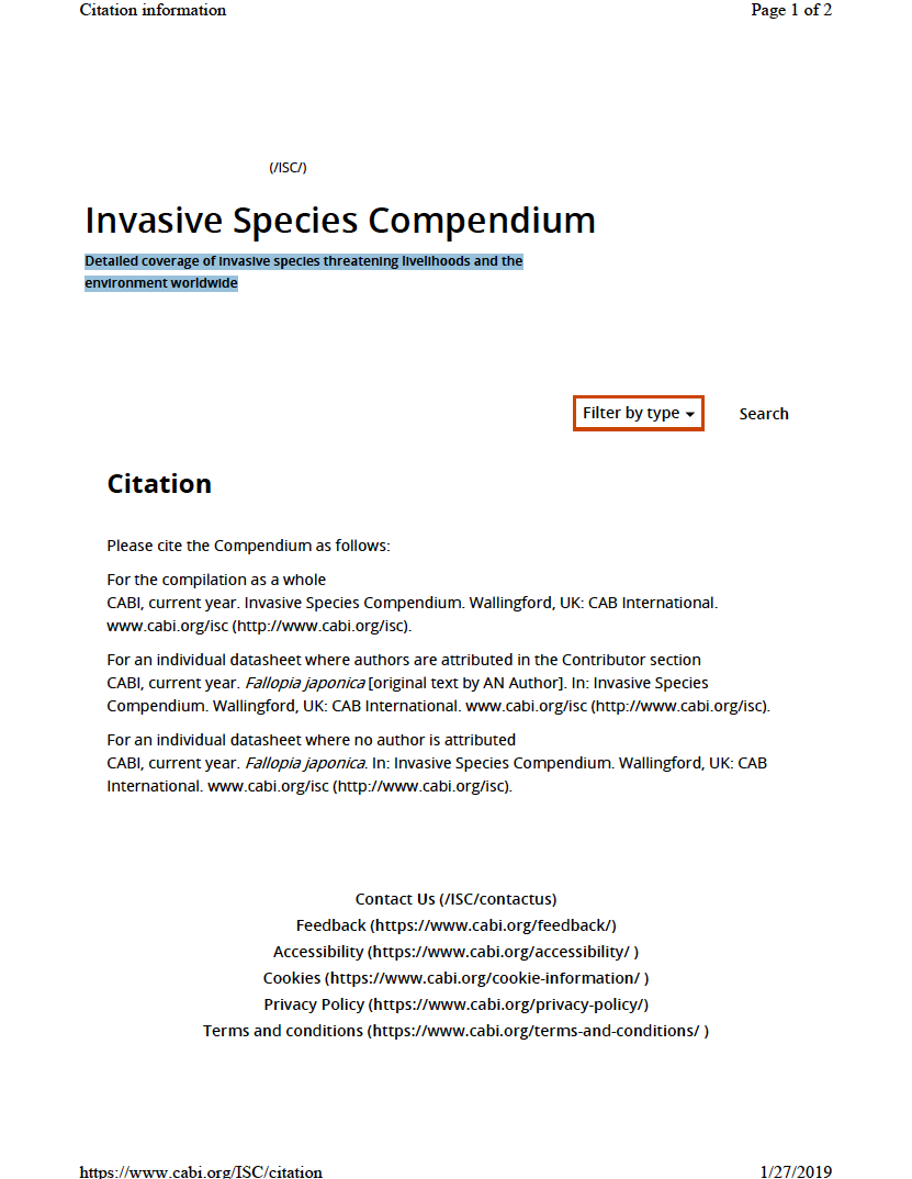 Thumbnail image of document cover: Invasive Species Compendium