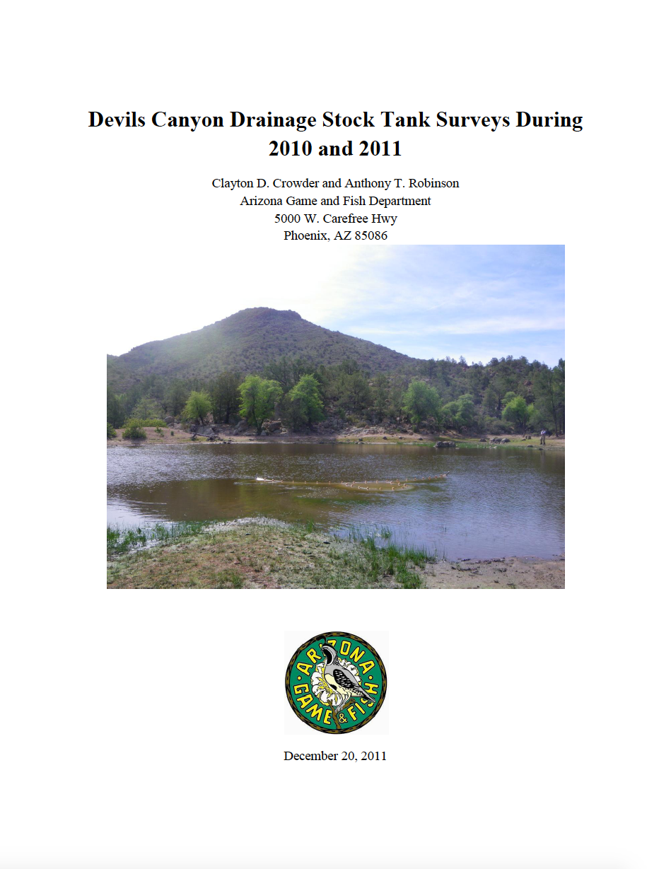 Thumbnail image of document cover: Devils Canyon Drainage Stock Tank Surveys During 2010 and 2011