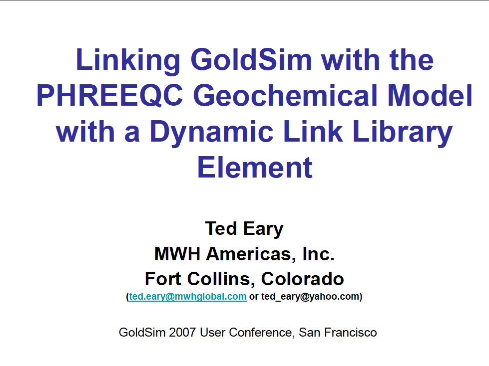 Thumbnail image of document cover: Linking GoldSim with the PHREEQC Geochemical Model with a Dynamic Link Library