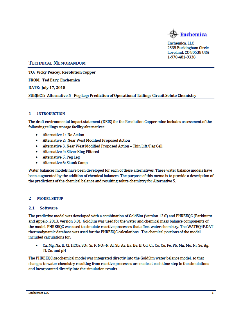 Thumbnail image of document cover: Alternative 5 - Peg Leg: Prediction of Operational Tailings Circuit Solute Chemistry