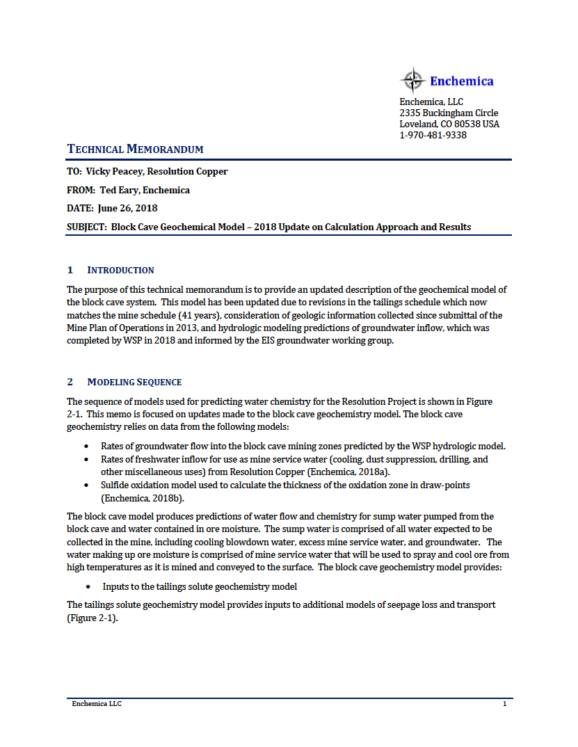 Thumbnail image of document cover: Block Cave Geochemical Model - 2018 Update on Calculation Approach and Results