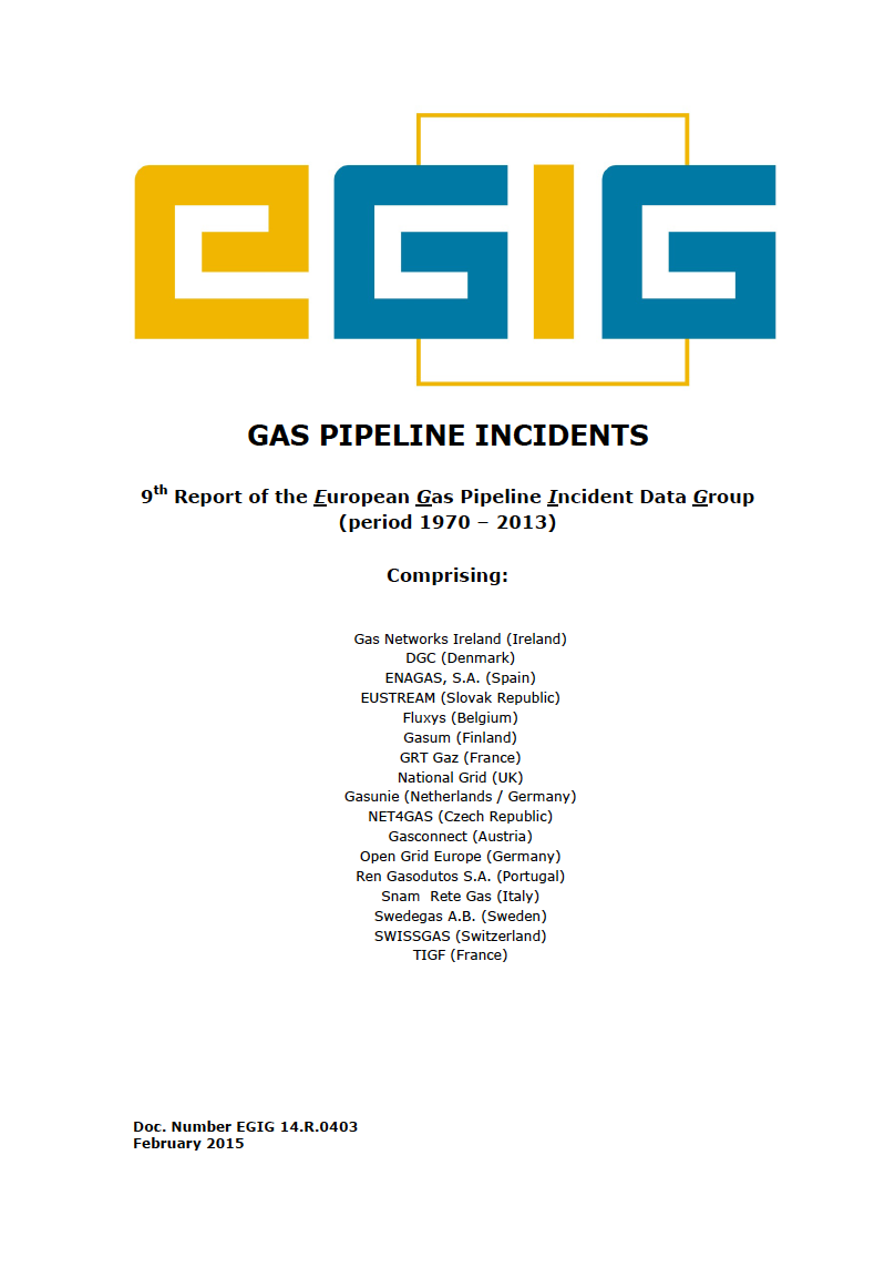 Thumbnail image of document cover: Gas Pipeline Incidents: 9th Report of the European Gas Pipeline Incident Data Group (period 1970 - 2013)