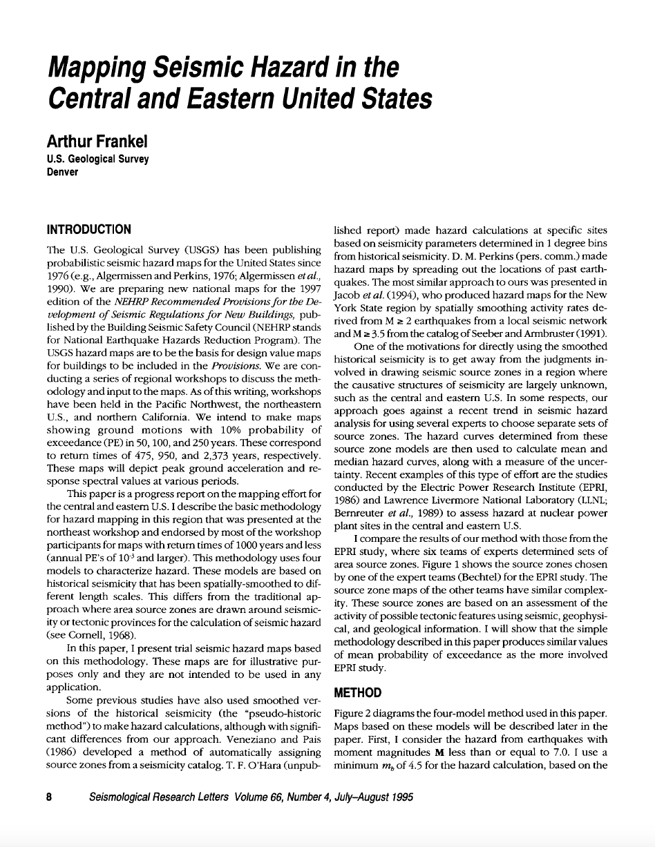 Thumbnail image of document cover: Mapping Seismic Hazard in the Central and Eastern United States