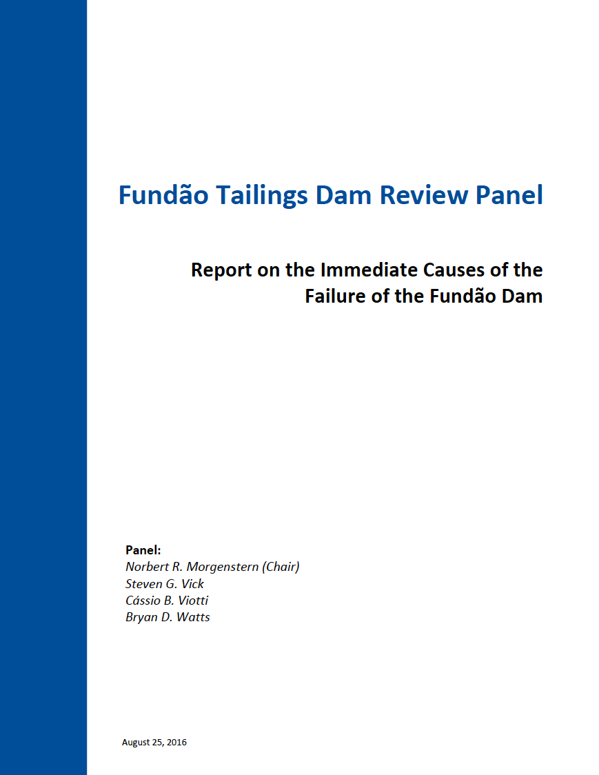 Thumbnail image of document cover: Report on the Immediate Causes of the Failure of the Fundão Dam