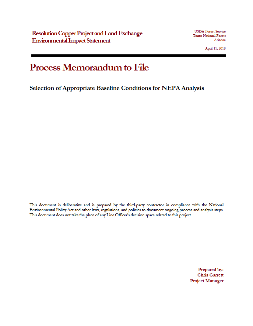 Thumbnail image of document cover: Selection of Appropriate Baseline Conditions for NEPA Analysis