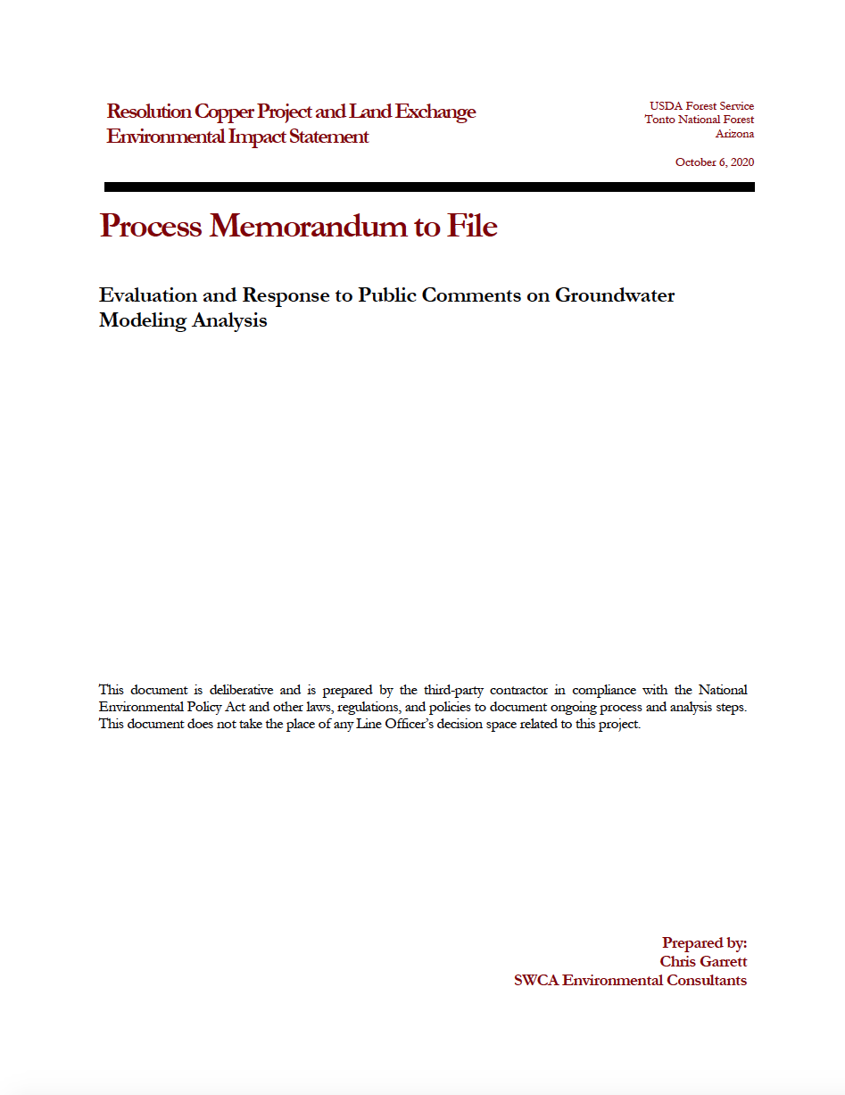 Thumbnail image of document cover: Evaluation and Response to Public Comments on Groundwater Modeling Analysis